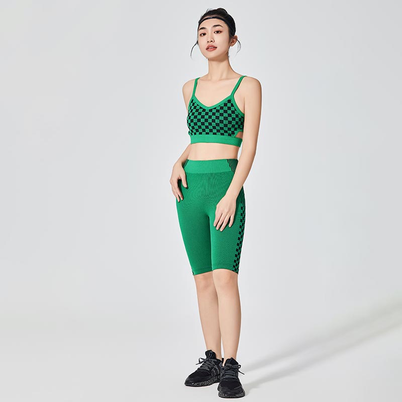 Soutien-gorge de sport à motif damier