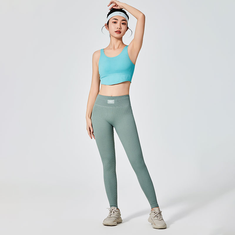 Leggings de sport à teinture unie verte pour femmes