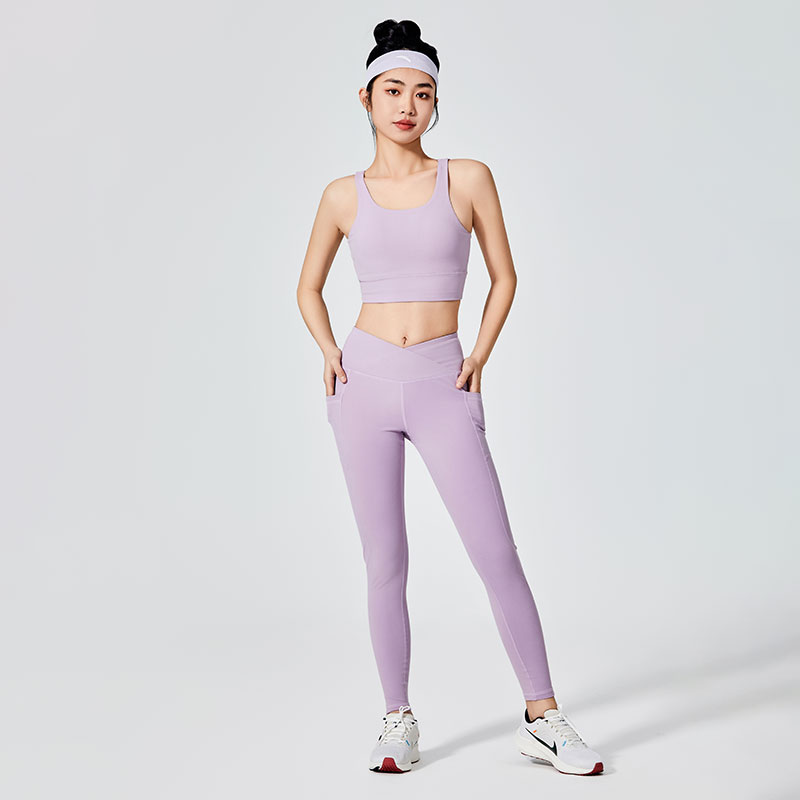 Leggings de sport à teinture unie lilas pour femmes