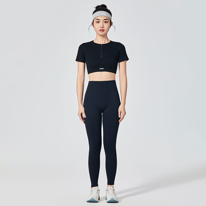 Leggings de sport classiques noirs sans couture pour femmes